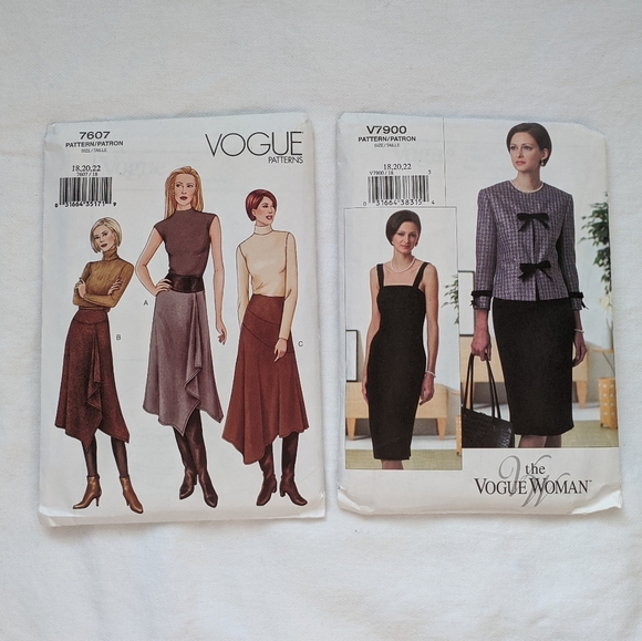 Vogue Sewing Patterns: 7900, 7607 Uncut 18-20-22